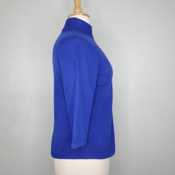 Luxe 360 Cobalt Blue Petite Sweater with Bling Zipper at Side Neck NEW Size XLP - Picture 8 of 15